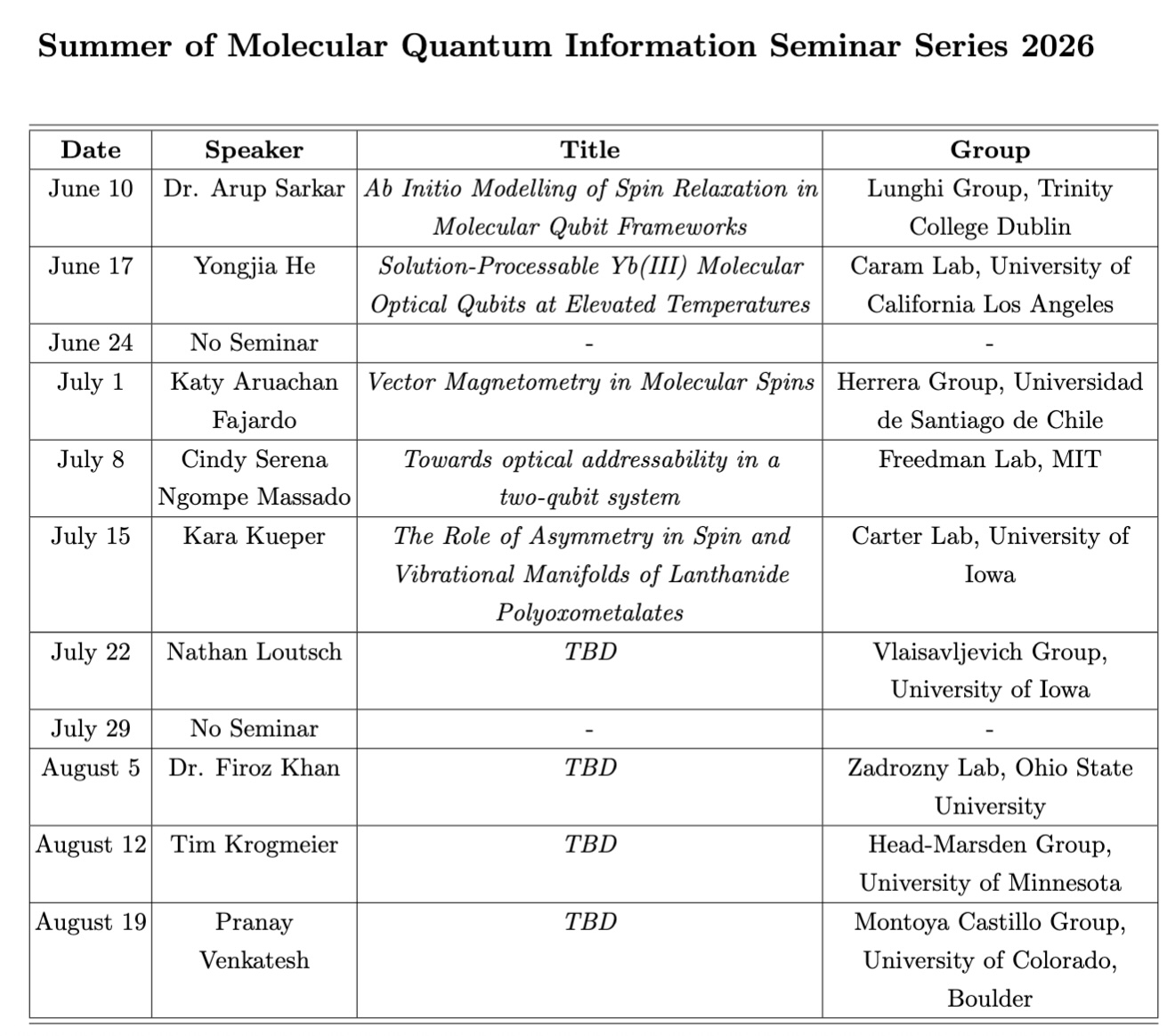 Schedule